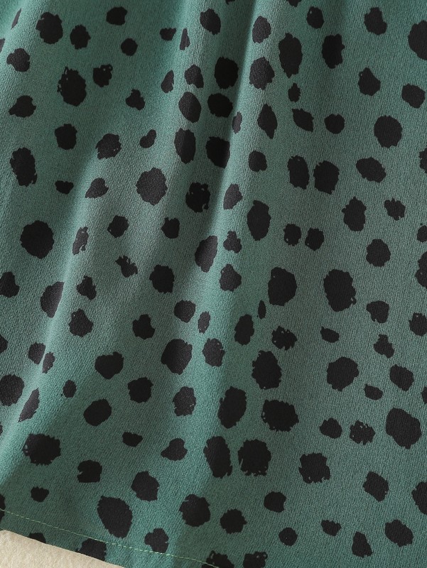 Toddler Girls Dalmatian Print Ruffle Sleeve Shirred Waist Dress SHE R250424