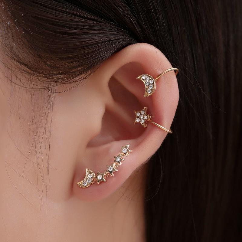 Classic Fashion Personality Jewelry 3-Piece Inlaid Zircon Star and Moon Earrings For Women Feature Namour Charm Gift All Seasons
Classic Fashion Personality Jewelry 3-Piece Inlaid Zircon Star and Moon Earrings For Women Feature Namour Charm Gift All Seasons
