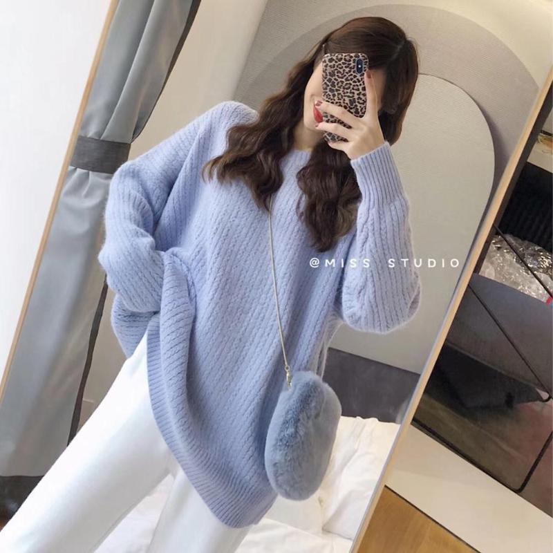 Soft milk blue sweater women loose wear new autumn winter lazy wind foundation shoulder sleeve sweater top, Pink
Soft milk blue sweater women loose wear new autumn winter lazy wind foundation shoulder sleeve sweater top, Pink