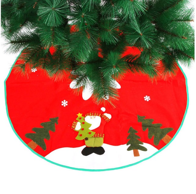 90cm Stitched Santa Christmas Snowflake Skirt Small Red Nov-woven Tree Skirt New Year 2020 Christmas Decoration for Home