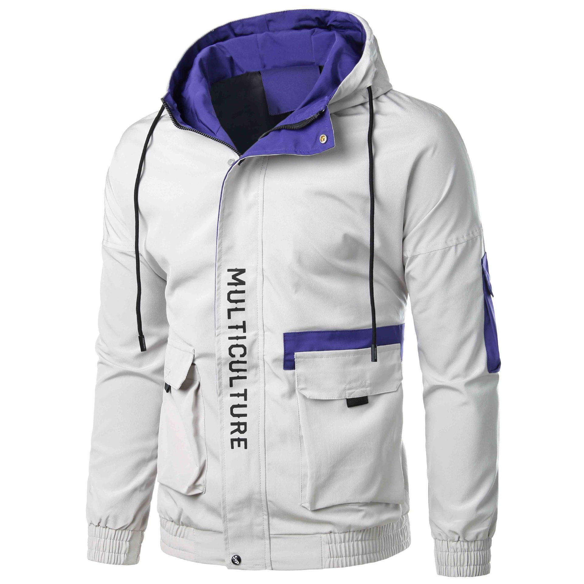 Autumn Mens Casual Jacket Lightweight Windbreaker With Hood Safari Style Korea Fashion Zipper Jacket Coat Mens Print Coat Slim 201127