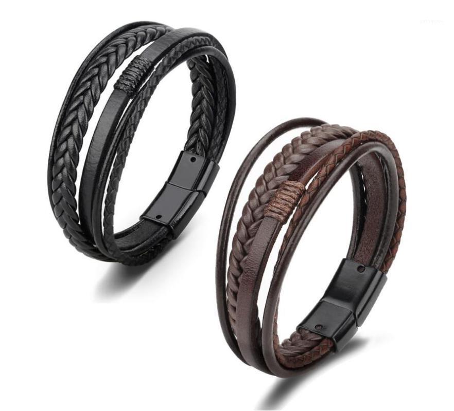 Newest Fashion Leather Bracelet for Men Brown Braid Multilayer Rope Chain Stainless Steel Magnetic Clasp Man Jewelry Gifts PH5061
Newest Fashion Leather Bracelet for Men Brown Braid Multilayer Rope Chain Stainless Steel Magnetic Clasp Man Jewelry Gifts PH5061