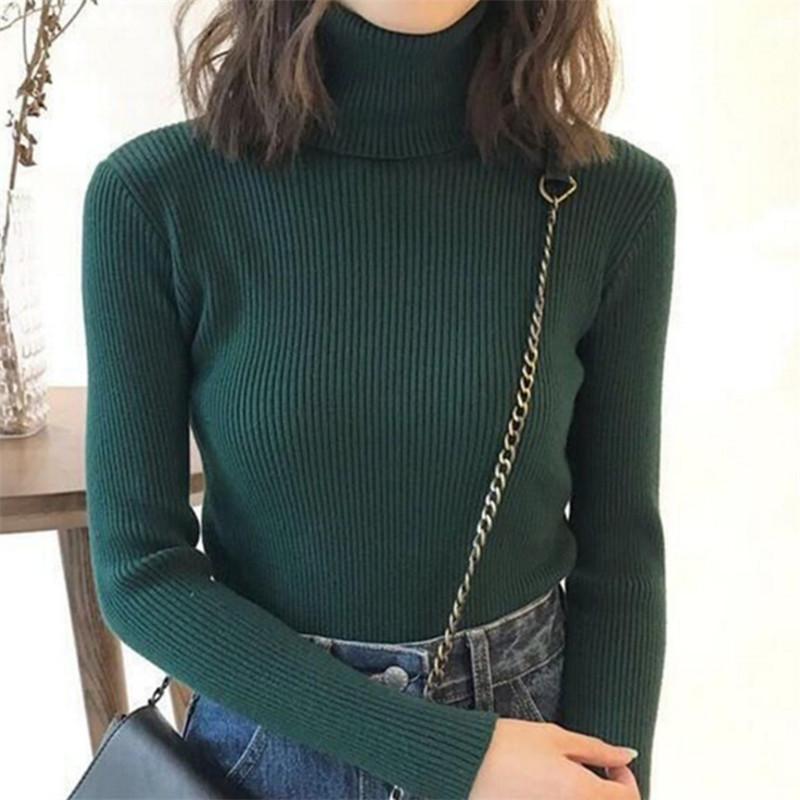 Autumn Winter Women Sweater Knitted Turtleneck Sweater Casual Soft Jumper Fashion On Sale Femme Elasticity Pullovers 201222