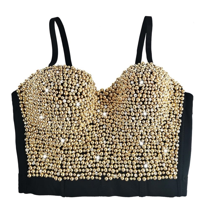 Atoshare Handmade Summer Rhinestone Bustier Gold Pearl Crop Sleeveless Top Women For Stage Party Tank Tops Vest Y200415, White
Atoshare Handmade Summer Rhinestone Bustier Gold Pearl Crop Sleeveless Top Women For Stage Party Tank Tops Vest Y200415, White