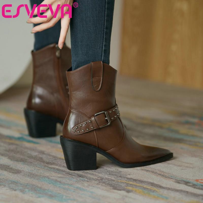ESVEVA 2021 Pointed Toe PU Leather Classic Fashion Square High Heel Ankle Boots Black Platform Women Boots Big Size 34-43
ESVEVA 2021 Pointed Toe PU Leather Classic Fashion Square High Heel Ankle Boots Black Platform Women Boots Big Size 34-43