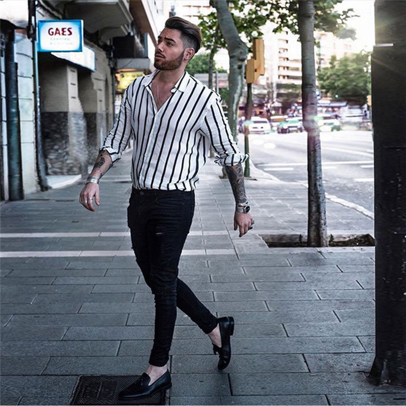 2020 Fashionable Men's Fitness V-collar Long Sleeve Muscle Shirt Leisure Top Fashionable Vertical Stripe Shirt Street Style, Black
2020 Fashionable Men's Fitness V-collar Long Sleeve Muscle Shirt Leisure Top Fashionable Vertical Stripe Shirt Street Style, Black
