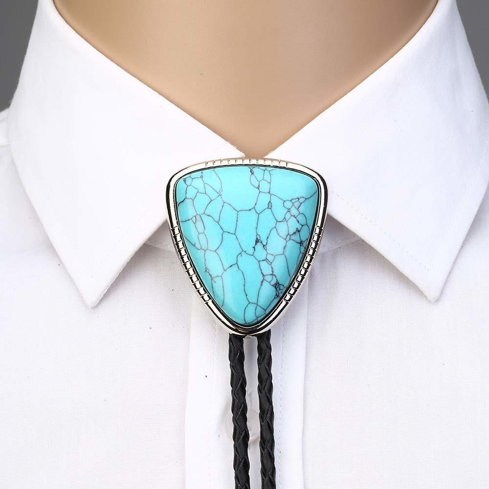 Bolo tie for man women Handmade Western Art Indian Alloy Necktie Triangle naturel stone 201028