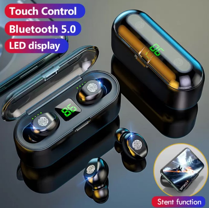 F9 TWS Wireless Headphones Bluetooth Earphone Sports Headsets Noise Cancelling Touch Control Support IOS Android Phone HD Call, Black 
F9 TWS Wireless Headphones Bluetooth Earphone Sports Headsets Noise Cancelling Touch Control Support IOS Android Phone HD Call, Black