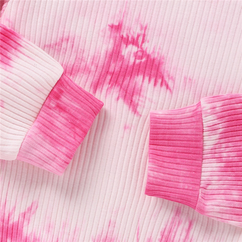 0-4 Years Old Kids Clothing Baby Girl Tie Dye Outfit Ruffled Long Sleeve T-shirt Infant Baby Clothes Gift Sets Of Four StylesX1019