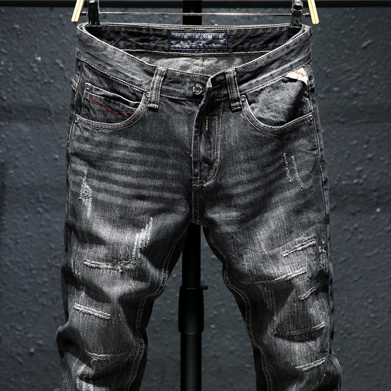 KSTUN Ripped Jeans for Men Slim Fit Stretch Fashion High Street Style Male Denim Pants Frayed Destroyed Vintage Mens Punk Jeans T200614
