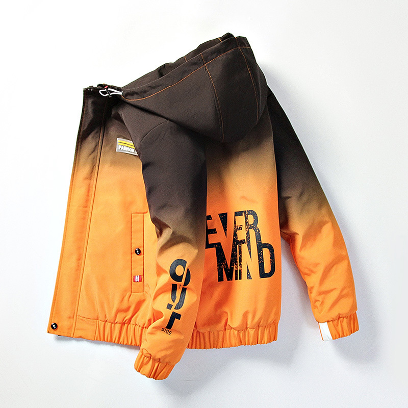 Autumn Winter New Cotton Jacket Male Hooded Cotton Clip Thickened Korean Popular Logo Gradient Fashion Youth Jacket Men T200502