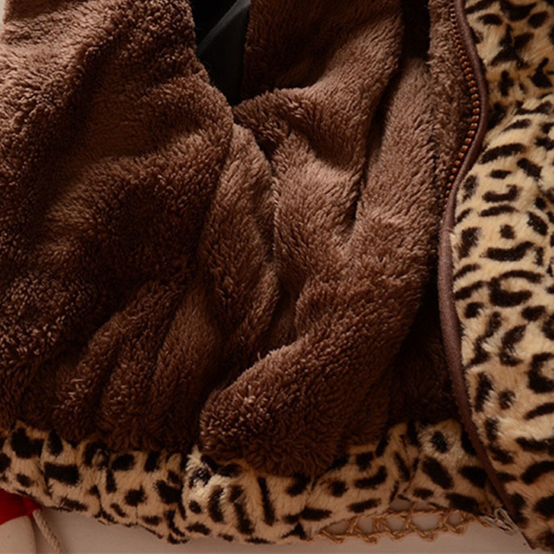 Fashion clothes for baby girl leopard print coat parka with zipper and hood winter warm clothing 6 9 12 18 24 months 2 3 4 years 201106