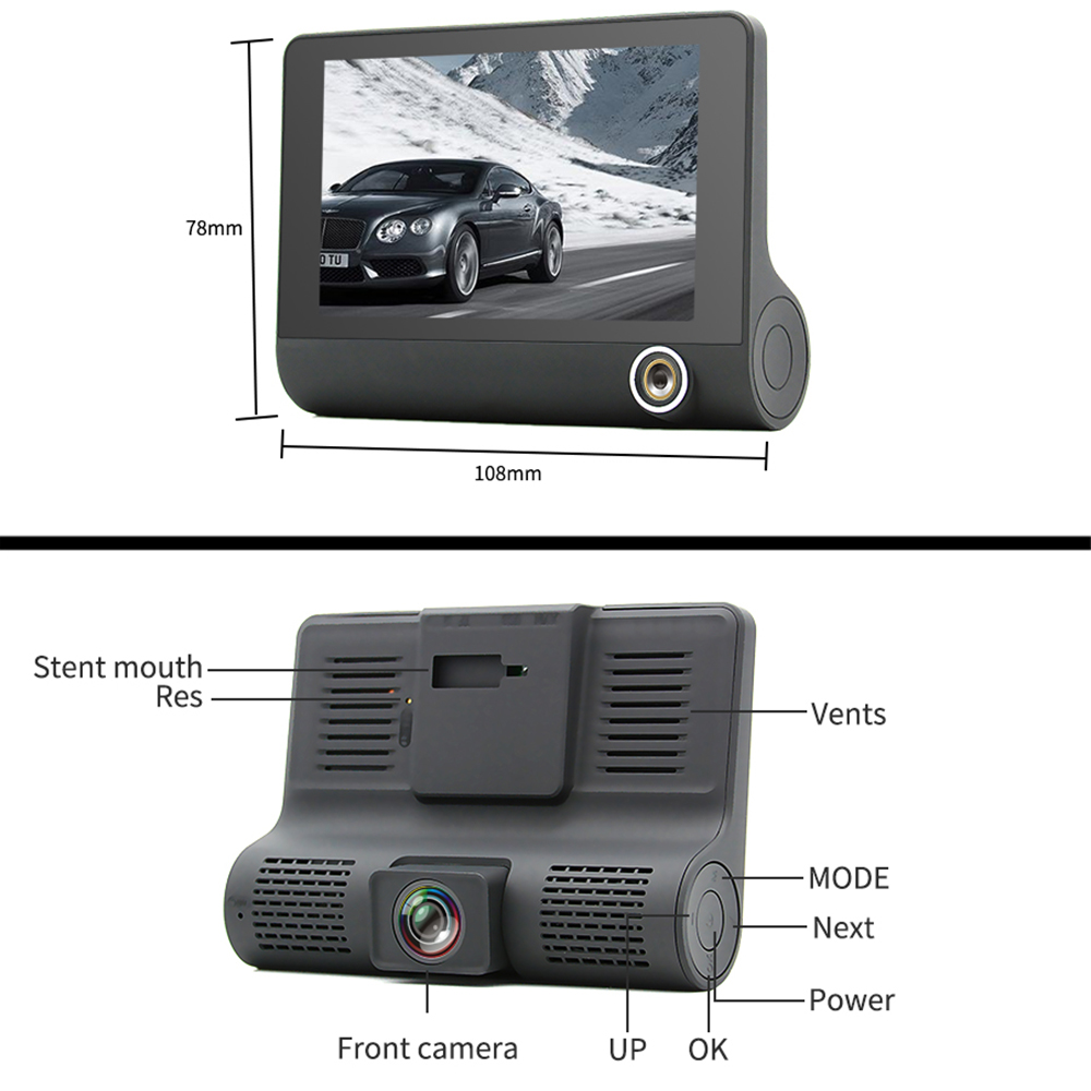New 40quot Car DVR Camera car cameras Dual Lens with Rear view Registrar three camera Night vision car dvrs Video dashcam