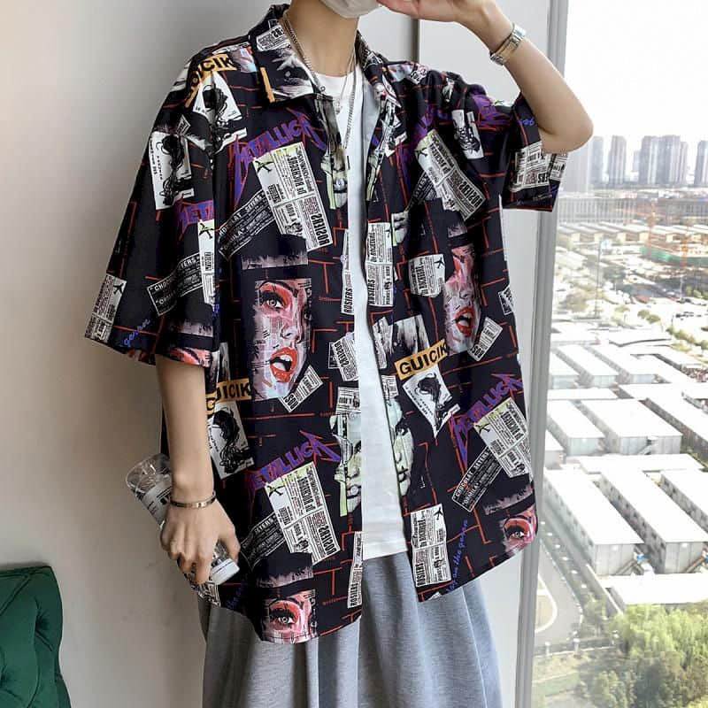 2021 New Hong Kong Style Shirt Men Blouses Women Tops Couple Ins Fat Plus Size Loose Casual Short-sleeved Top Summer Trend Handsome Kegg, Red 309
2021 New Hong Kong Style Shirt Men Blouses Women Tops Couple Ins Fat Plus Size Loose Casual Short-sleeved Top Summer Trend Handsome Kegg, Red 309