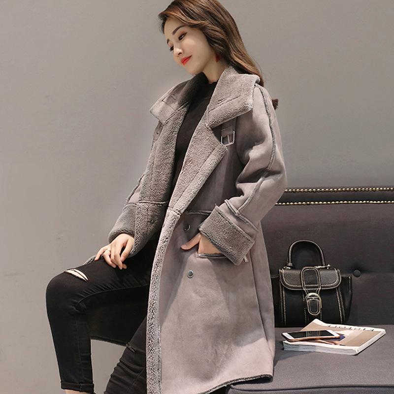 Winter Down Women Designer Jacket Women Mid-Length Lambs Wool Coat Deerskin Velvet Clothing Korean-Style Loose Thick Cotton-Padded Womens Jacket