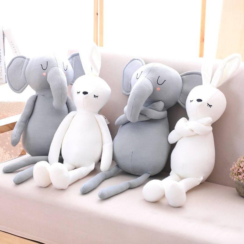 Cute Elephant Rabbit Pillows for Baby Girl Soft Stuffed Animal Toy Baby Bed Cushion Pillow Baby Room Decoration Kids Gift LJ201014