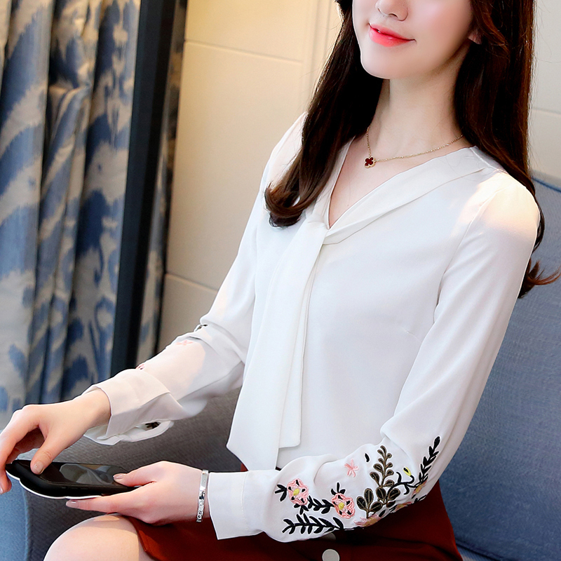 fashion woman blouses Long sleeve chiffon office lady shirt women tops blusas red OL blouse 30 T200502