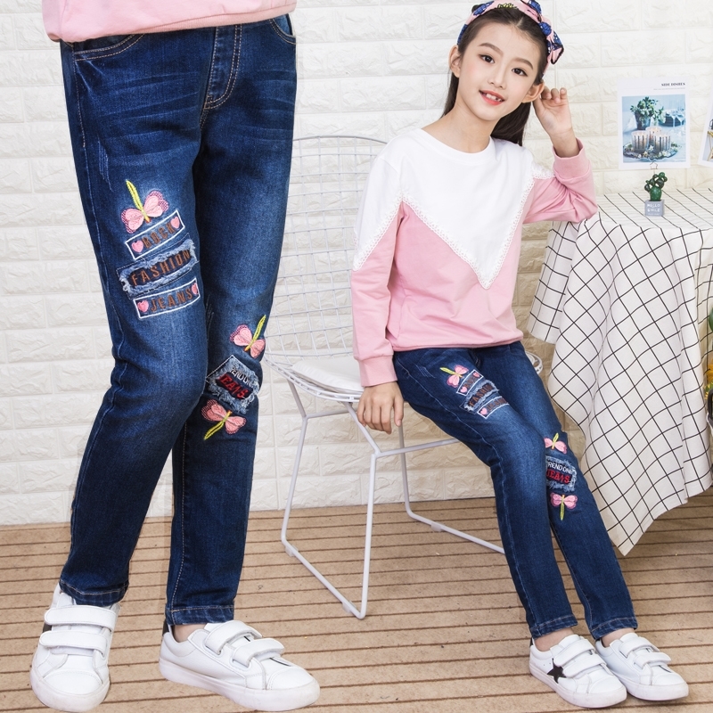 New Spring Denim Trousers for Kids Girls Cotton Elastic Jean Pants Cute Butterfly Print Leggings Teenage Washing Blue Jeans Y200409, 9006
New Spring Denim Trousers for Kids Girls Cotton Elastic Jean Pants Cute Butterfly Print Leggings Teenage Washing Blue Jeans Y200409, 9006