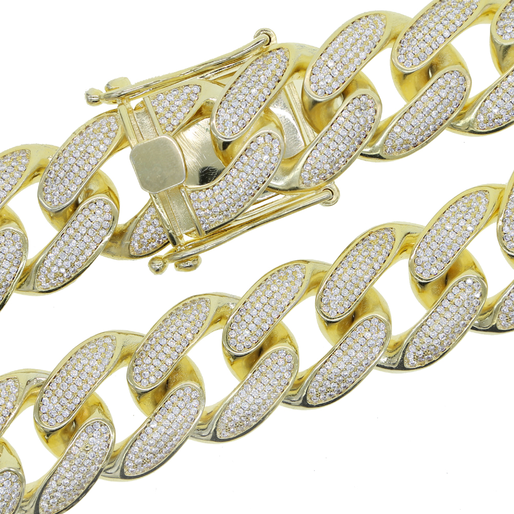 30mm big heavy women chunky choker necklace micro pave 5A cz cuban link chain iced out bling hip hop women cuban fashion jewelry