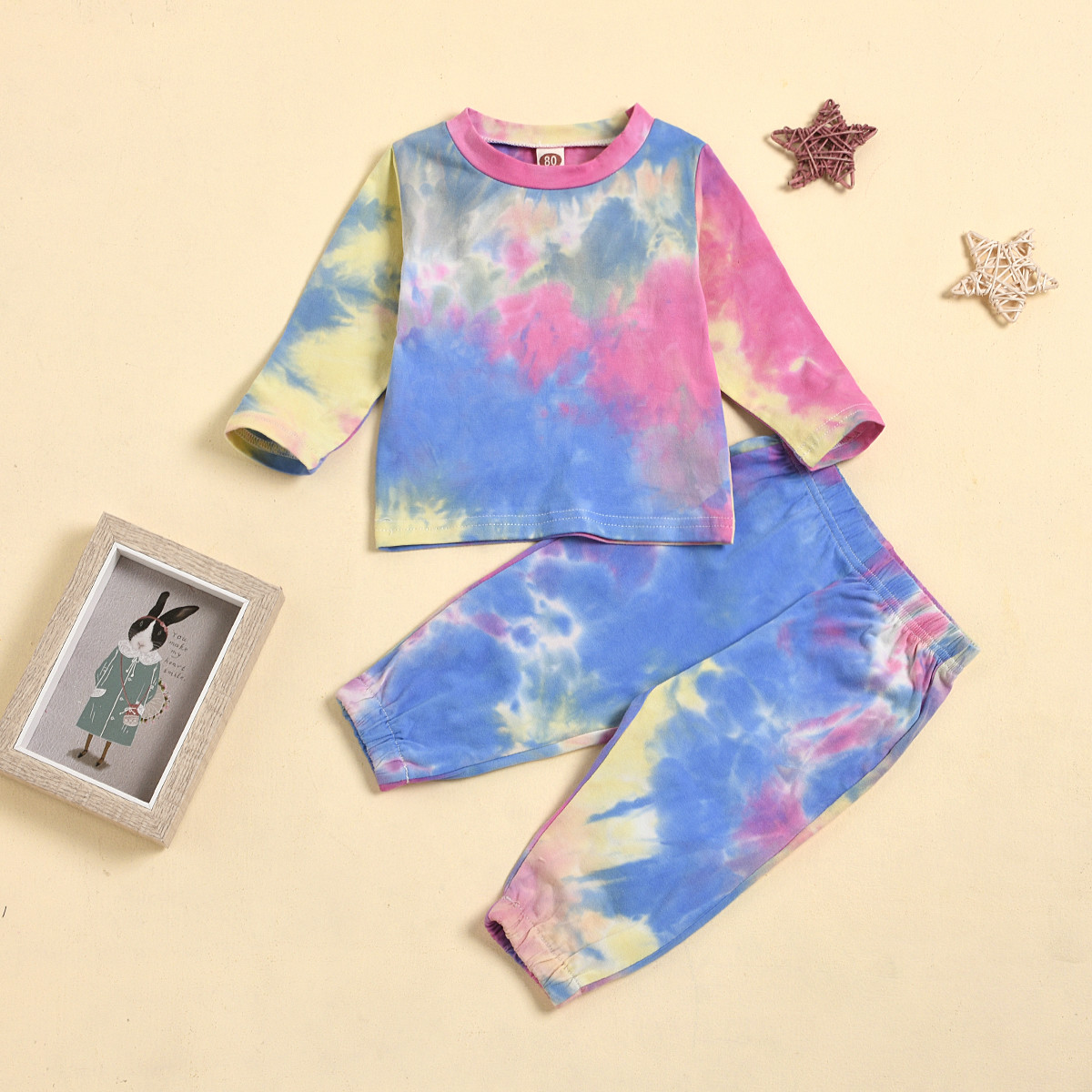 Toddler Girl Boy Clothes Autumn Winter Set 2pcs Tie-dye Printed Long Sleeve Tops Tee Pants Trousers Baby Clothes For 1-5YearsX1019