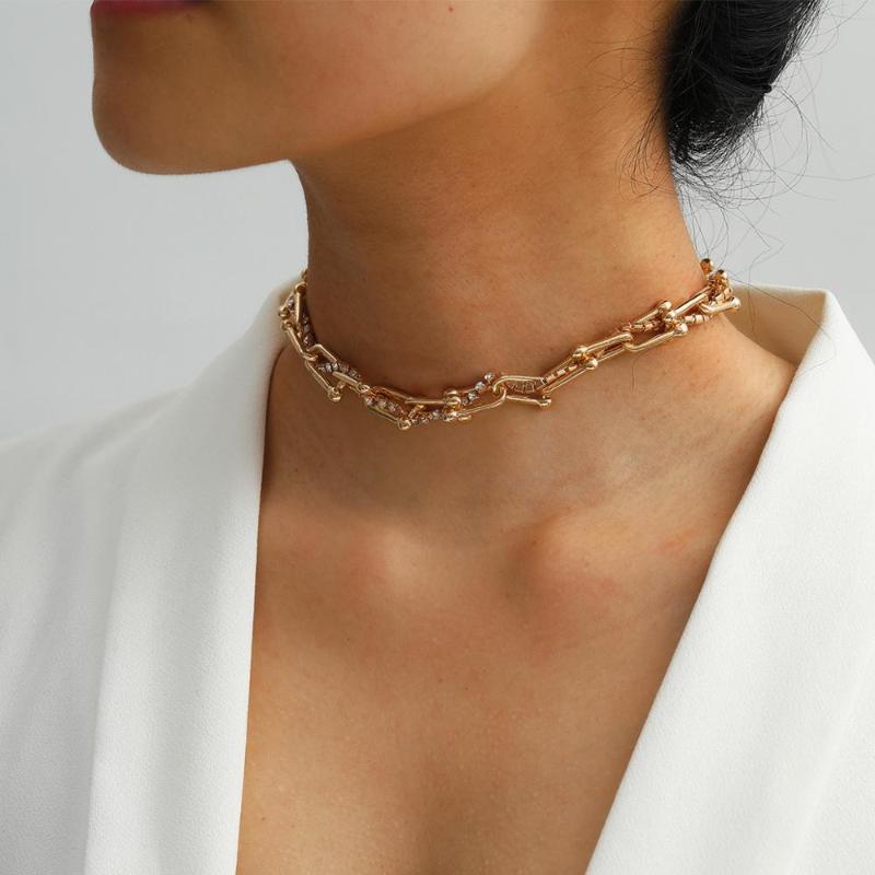 Lacteo Bling Rhinestone Interspersed Hip Hop U Shaped Chain Choker Necklace Punk Double Layered Charm Necklace Jewelry for Women
Lacteo Bling Rhinestone Interspersed Hip Hop U Shaped Chain Choker Necklace Punk Double Layered Charm Necklace Jewelry for Women