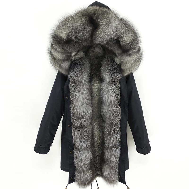 LaVelache New Winter Real Fox Fur Coat Long Parka Men Real Rabbit Fur Liner Natural Fur Collar Hooded Thick Warm Male Jacket 201204