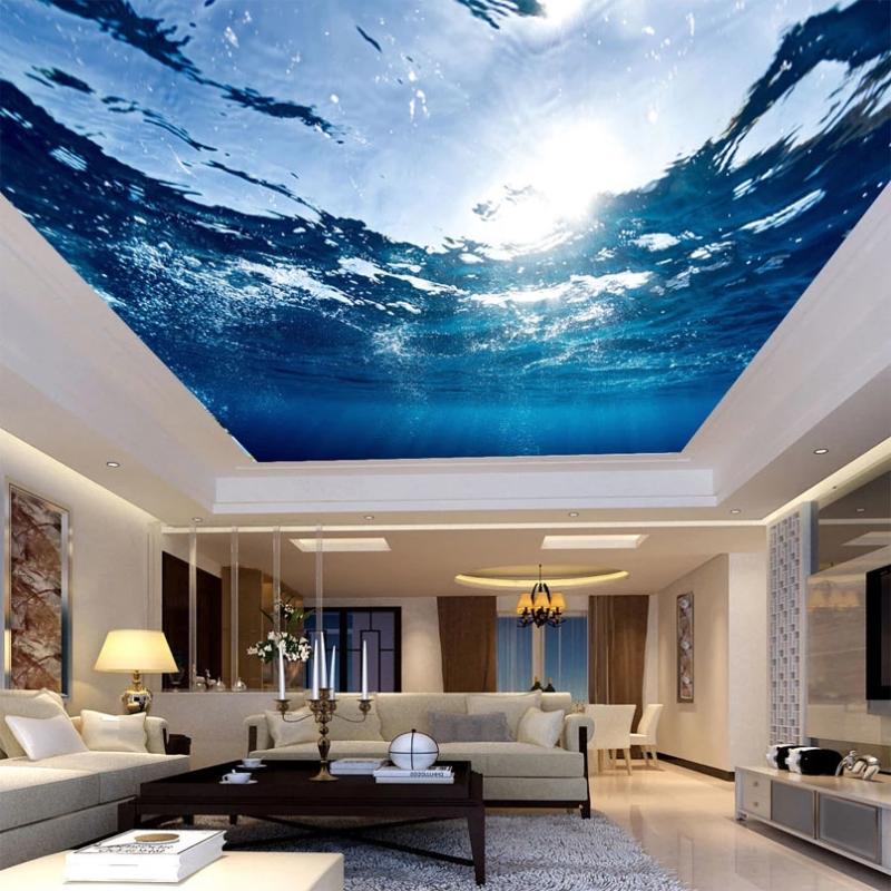 

Custom Any Size 3D Mural Wallpaper Underwater World Suspended Ceiling Fresco Living Room Bedroom Ceiling Wall Papers Home Decor, Silk cloth