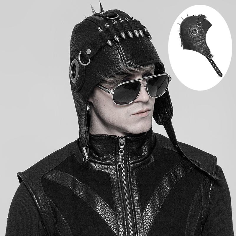 PUNKRAVE Me's Punk Rivet Pilot Cap Street Rock Head Decoration Black Pu Leather Hats
PUNKRAVE Me's Punk Rivet Pilot Cap Street Rock Head Decoration Black Pu Leather Hats