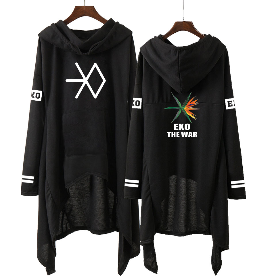 Kpop Exo New Fashion Korean Exo Do Lay Se Hun Kai Sing For You Exo Hoodies Long Skirt Women Harajuku Sweatshirts Girls Pullovers Y200930