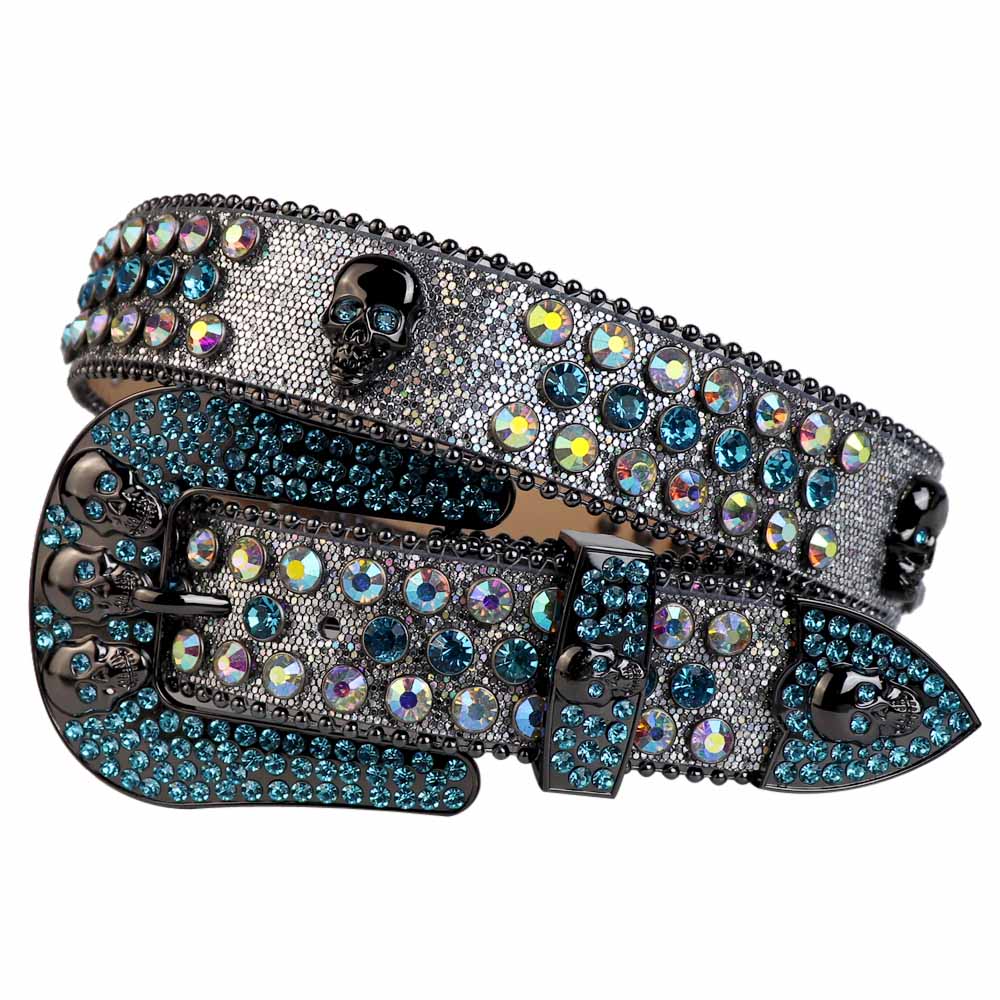 Men's Fashion Bling Swarovski Crystal Silver Glitter Leather Rhinestone Belt Studded Belt Removable Western Skull Buckle & with Skull Concho, Black;brown
Men's Fashion Bling Swarovski Crystal Silver Glitter Leather Rhinestone Belt Studded Belt Removable Western Skull Buckle & with Skull Concho, Black;brown