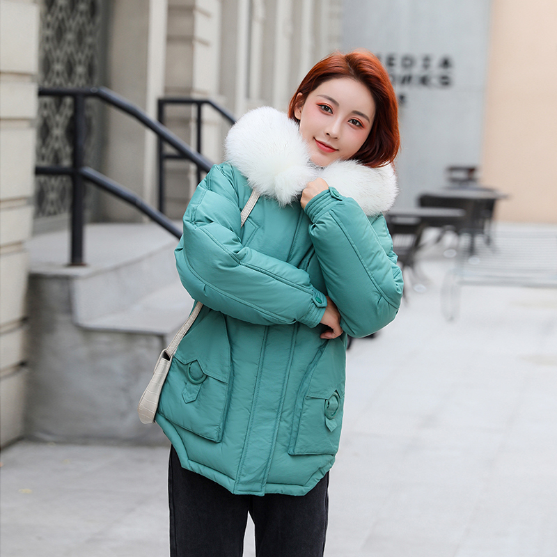 Down cotton-padded jacket female heavy hair a new winter coat bread served paragraphs short little fashion small cotton-padded c 201019