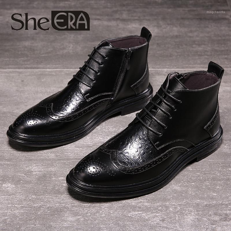 2020 New Men's Pointed Lace-Up Short Boots Men Carved Brogue Shoes Korean Fashion Bullock Boots High Shoes Black Size 38-441
2020 New Men's Pointed Lace-Up Short Boots Men Carved Brogue Shoes Korean Fashion Bullock Boots High Shoes Black Size 38-441