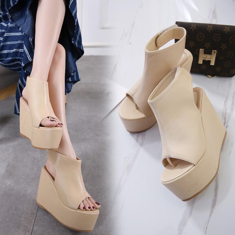 European and American super-heeled clip foot wedge sandals thick-sole non-slip fashion wild comfortable high-heeled sandals, Beige
European and American super-heeled clip foot wedge sandals thick-sole non-slip fashion wild comfortable high-heeled sandals, Beige