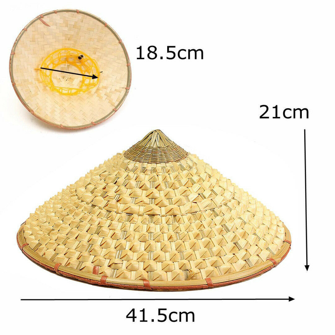 Vietnamese Japanese Coolie Straw Bamboo Cone Sun Hat Garden Farmer Fishing Y200714