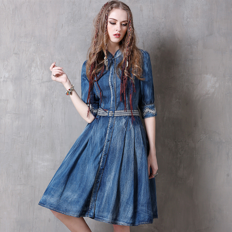 Brand 2020 New Autumn Big Denim Vintage Embroidered Female Dress m  Colour Blue Ak6h 
Brand 2020 New Autumn Big Denim Vintage Embroidered Female Dress m  Colour Blue Ak6h