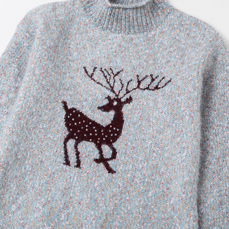 Wixra Christmas Pullovers Sweaters Women Basic Long Sleeve Casual Deer Print Jumpers Holiday Knitted Clothing Autumn Winter 201221