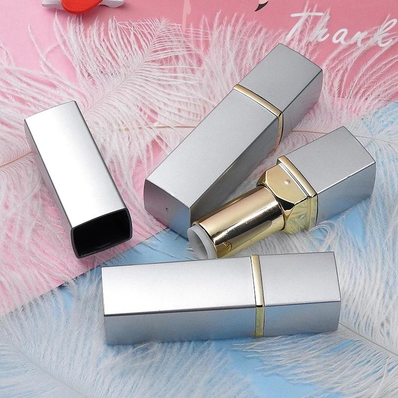 Empty 12.1mm Square Gold Lipstick Tube Empty Pink Cosmetic Lip Container Elegant Lip Makeup Tool Packaging 50pcs/lot