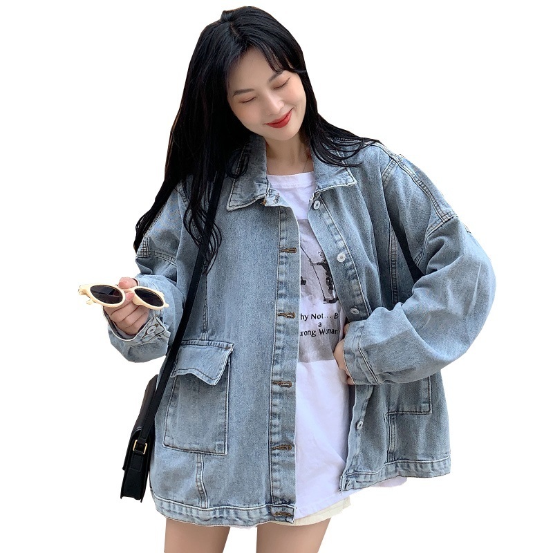 long sleeve plus size Oversized jean jaket causal loose spring autumn denim Jacket Coat women Clothes Cardigan Outerwear 201019