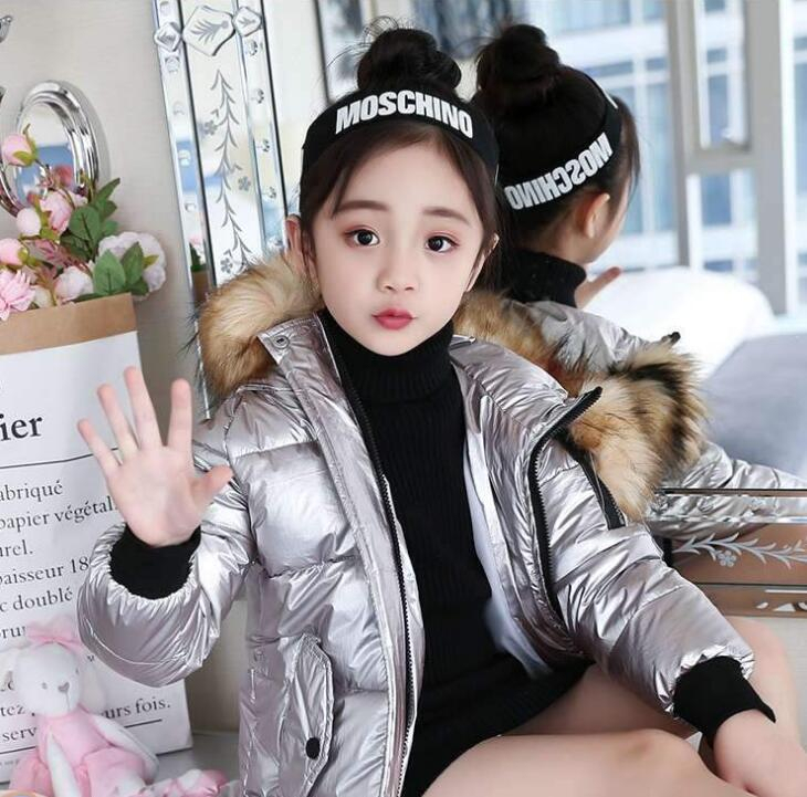 Children Long Padded Coats Girl Winter Coat Kids Warm Fur Hooded Thickening Cotton Padded Coats high Children's cotton coat LY113