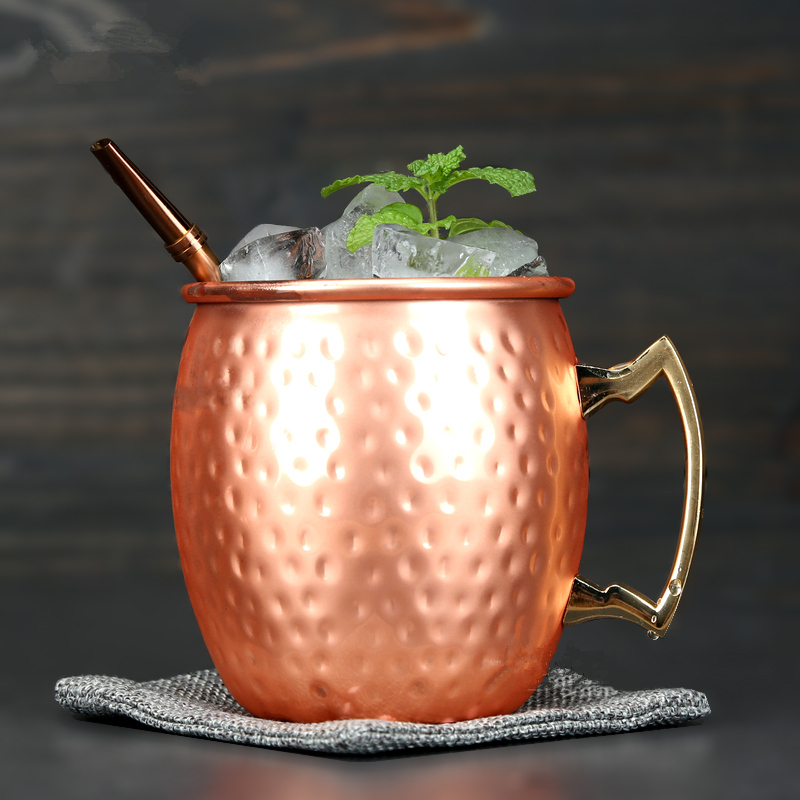 4 Pieces 550ml 18 Ounces Hammered Copper Plated Moscow Mule Mug Beer Cup Coffee Cup Mug Copper Plated T200525