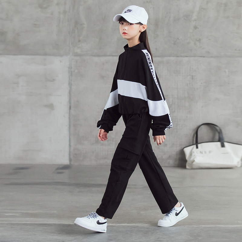 Kids Tracksuit 2020 Autumn New Teenage Girls Clothing Set Striped Sweatshirt Sport Pants Suit School Child Costume 10 12 YearsX1019