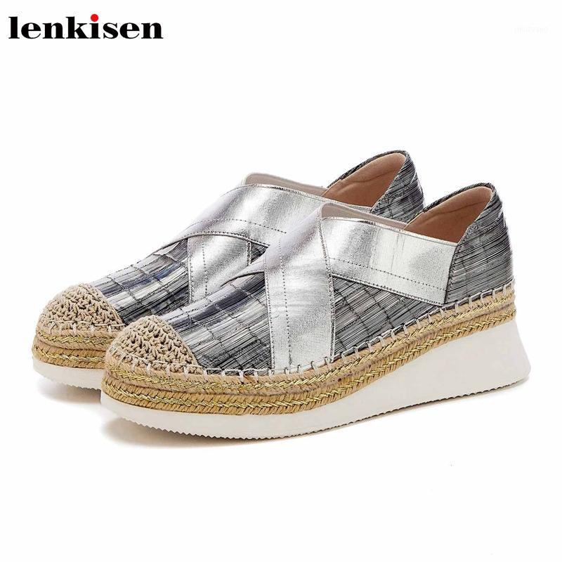 Lenkisen popular shiny metal genuine leather weave round toe high heel thick bottom slip on fashion streetwear women shoes L081, Silver
Lenkisen popular shiny metal genuine leather weave round toe high heel thick bottom slip on fashion streetwear women shoes L081, Silver