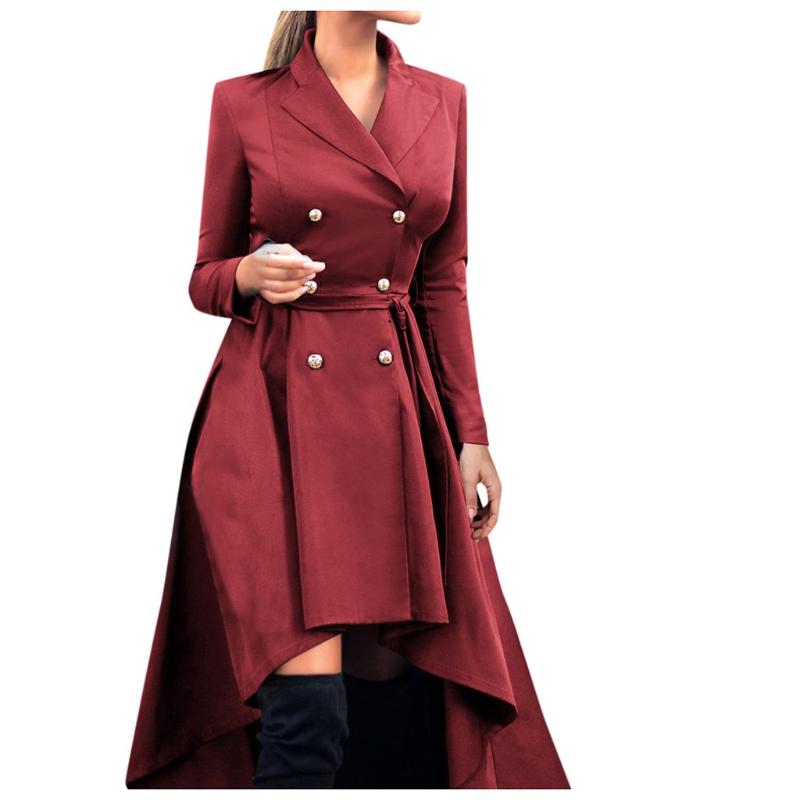 Women Jackets Women' Lapel Long-Sleeve Double Button Belt Irregular Windbreaker Jacket Coat Women Long Coat #YB40, Blue
Women Jackets Women' Lapel Long-Sleeve Double Button Belt Irregular Windbreaker Jacket Coat Women Long Coat #YB40, Blue