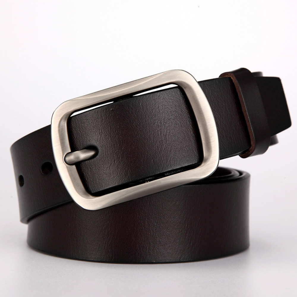 New belt men's leather pin buckle belt men's leather leisure belt, Black