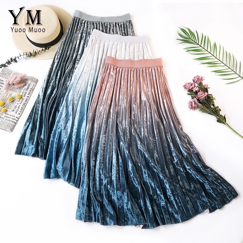 YuooMuoo Shinny Gradient Velvet Pleated Midi Skirt Good Quality Comfy High Waist A Line Skirt Autumn Ladies Skirts Y200326, White
YuooMuoo Shinny Gradient Velvet Pleated Midi Skirt Good Quality Comfy High Waist A Line Skirt Autumn Ladies Skirts Y200326, White