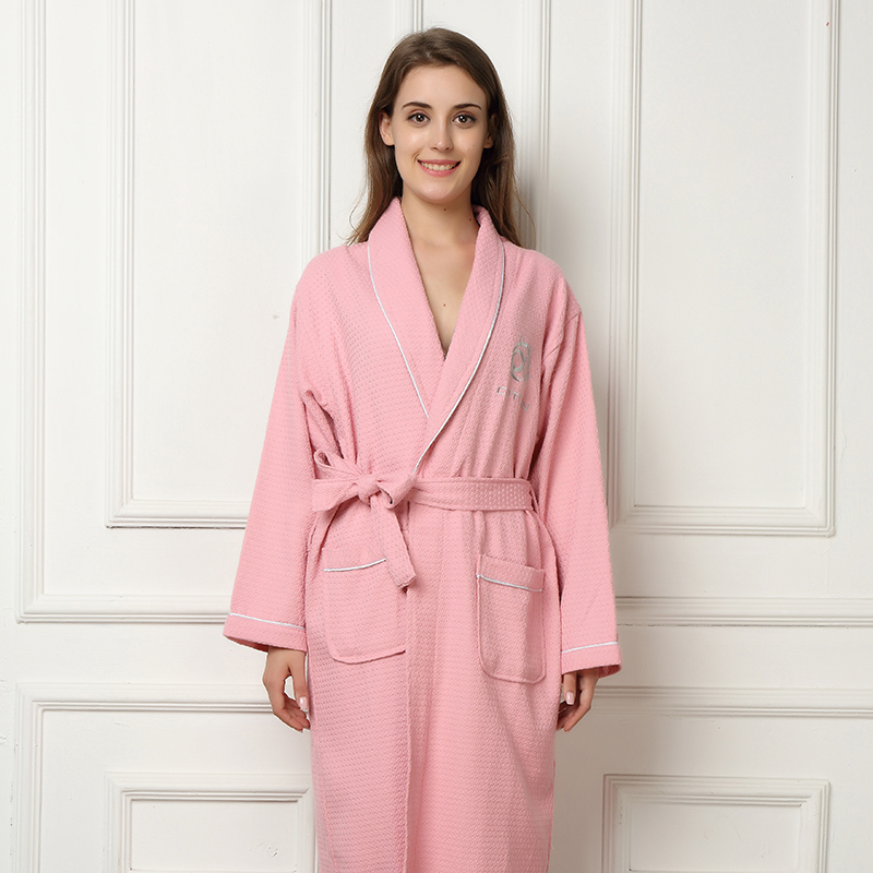 Bath Robe Waffle Men 100% Cotton Summer Longsleeve Mens Sweat Evaporate Couples Bath Robes el SPA Robes Dressing Gown 201109