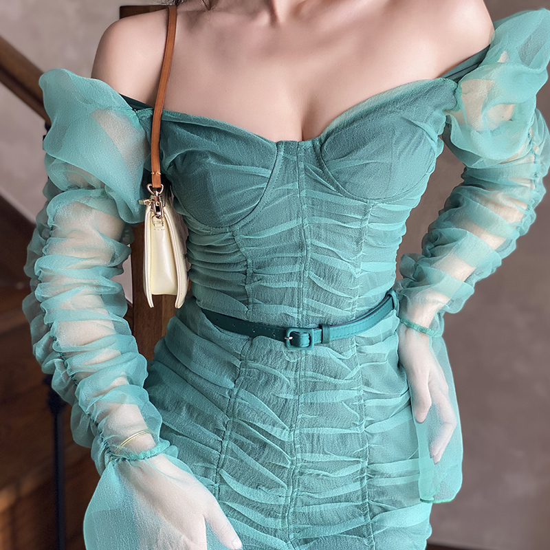 2021 Spring New Emerald Beauty Folds Off the Shoulder Tempers Sleeves Sexy Long Green Dress Women's Upper Knee Knitted HMXM, Black;gray
2021 Spring New Emerald Beauty Folds Off the Shoulder Tempers Sleeves Sexy Long Green Dress Women's Upper Knee Knitted HMXM, Black;gray