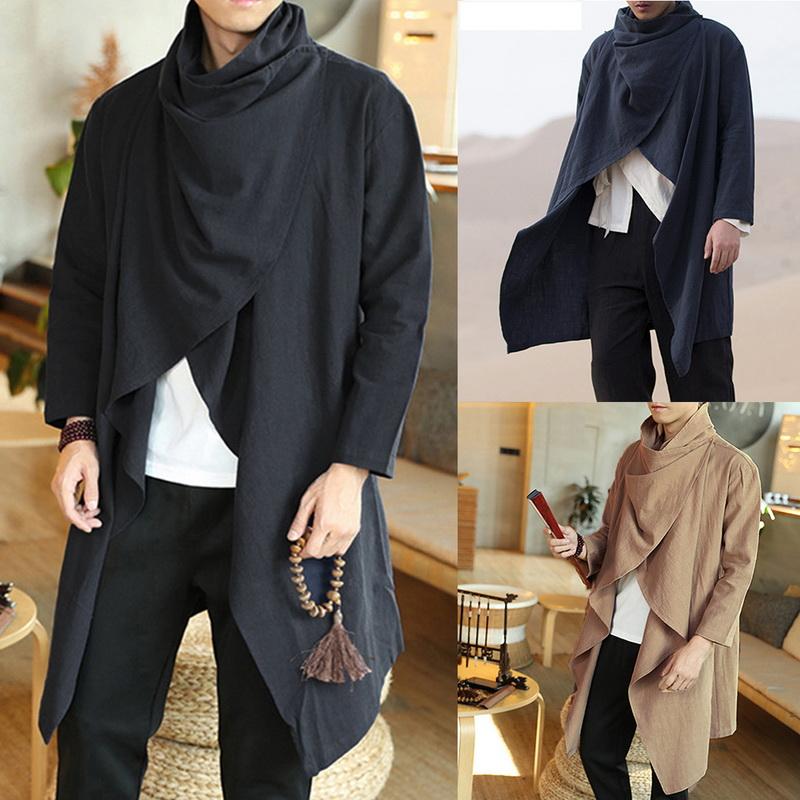 Fashion Men Solid Color Long Sleeve Scarf Collar Casual Trench Jackets Street Trend Punk Style Baggy Mens Warm Outerwear, Black
Fashion Men Solid Color Long Sleeve Scarf Collar Casual Trench Jackets Street Trend Punk Style Baggy Mens Warm Outerwear, Black