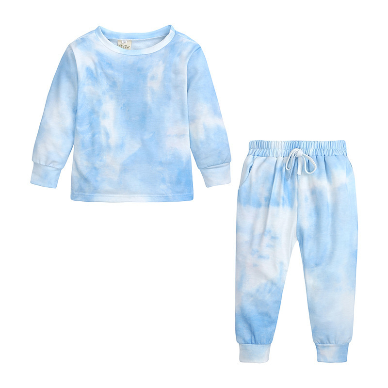 LZH 2020 New Autumn Baby Girl Clothes Set Tie-Dye Printing Children's Tracksuit Fashion Long Sleeve Trousers 2Pcs Suit 3-8 Years Y1106