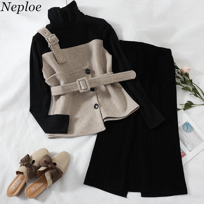 Neploe Two Pieces Sashes Turtle Neck Knitted Top +Skirt Elatic Waist Split Spring Autumn Casual Fashion Women Suit 69544 201130, Apricot
Neploe Two Pieces Sashes Turtle Neck Knitted Top +Skirt Elatic Waist Split Spring Autumn Casual Fashion Women Suit 69544 201130, Apricot
